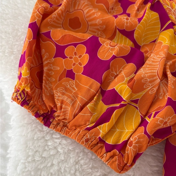 Rose & Olive Orange and Pink Puff Sleeve Floral Blouse size M - Picture 8 of 11